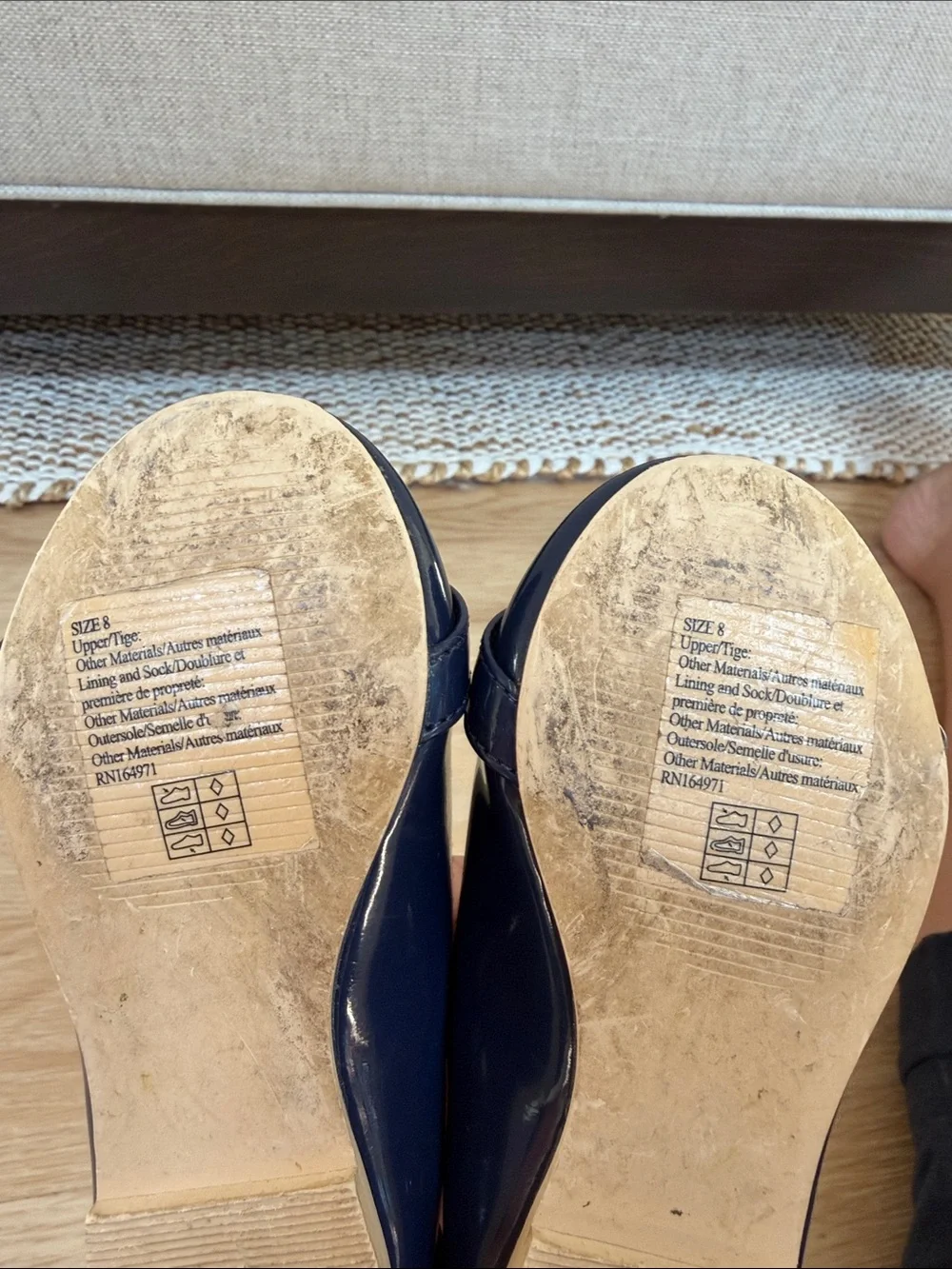 Janie and Jack Navy Patent Mary Jane Flats with Gold Accent